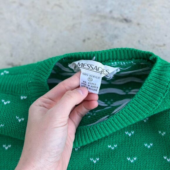 Vintage 80s Sweater Teddy Bear Crewneck Sweater Women's Small - Picture 3 of 6